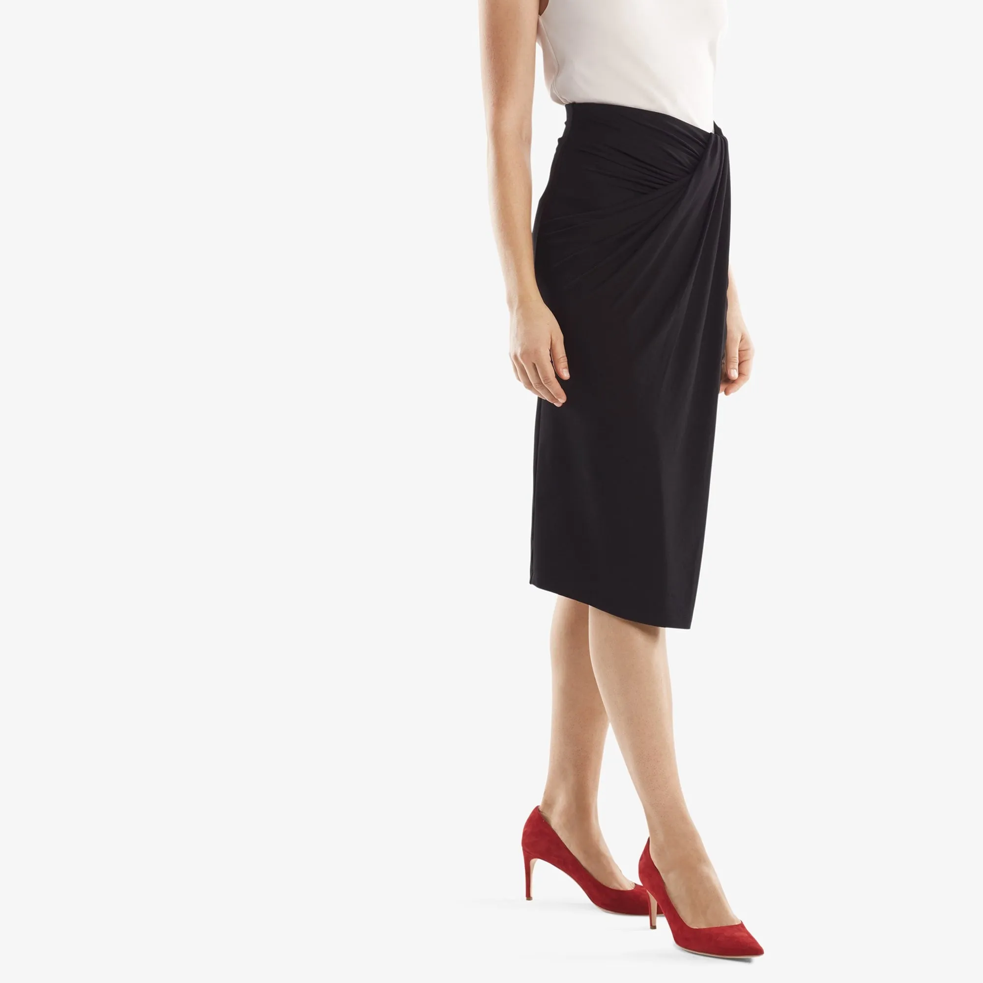 Anti Pilling Drop Shoulder Cut FlexibleRibbing Minetta Skirt :: Black