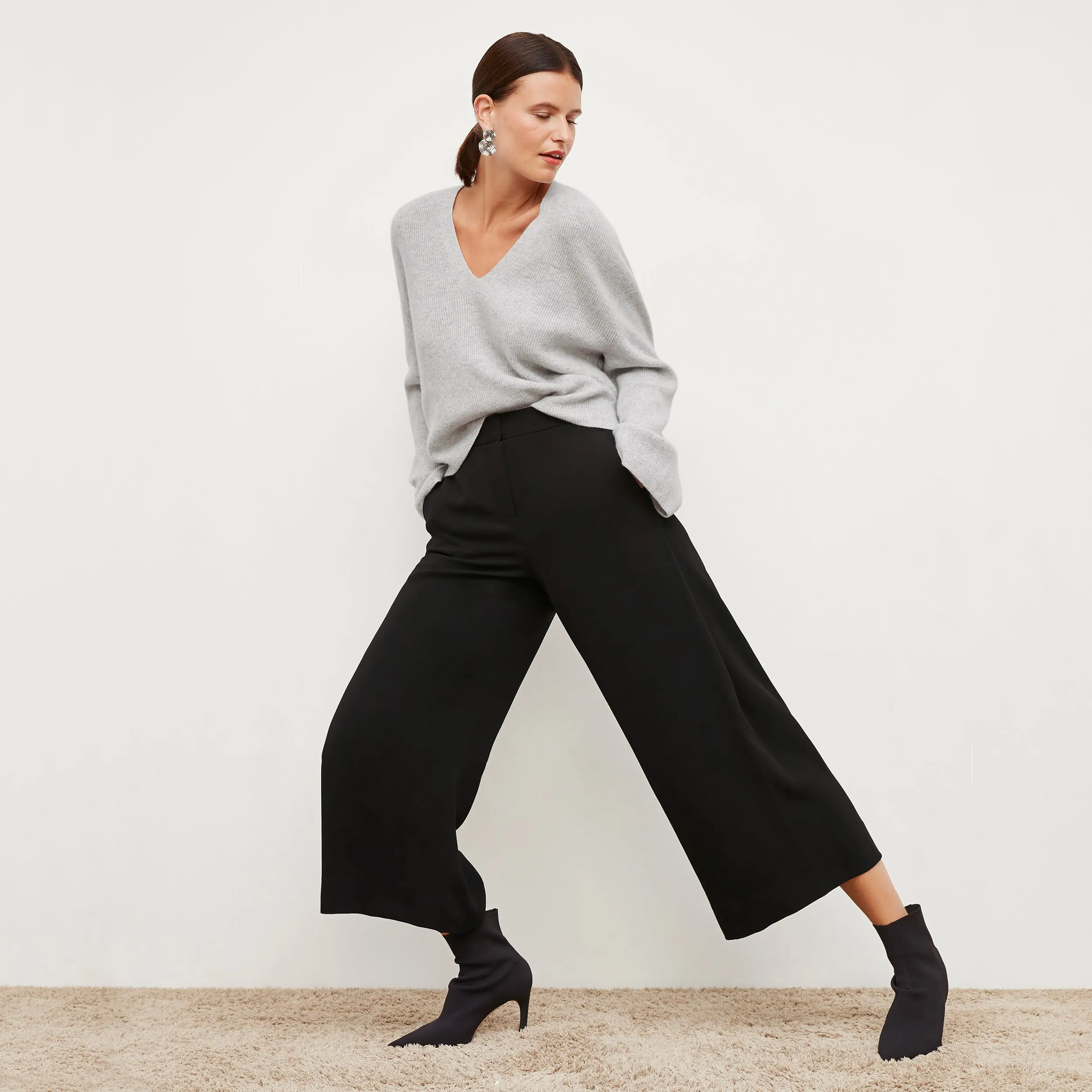 Sophie Sweater - Cashmere :: Light Heather Gray DoubleStitched