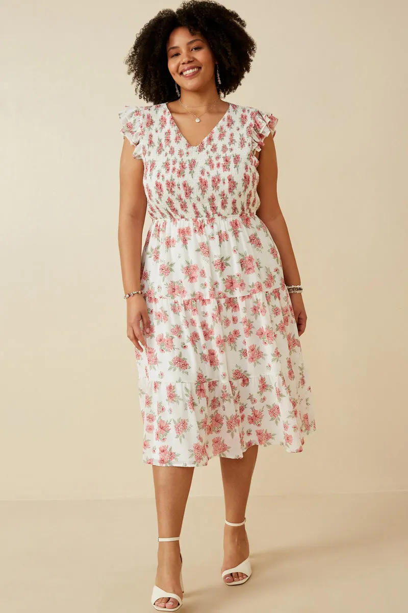 Stylish dinner attire Night Appeal Floral Chiffon Smocked Tank Dress