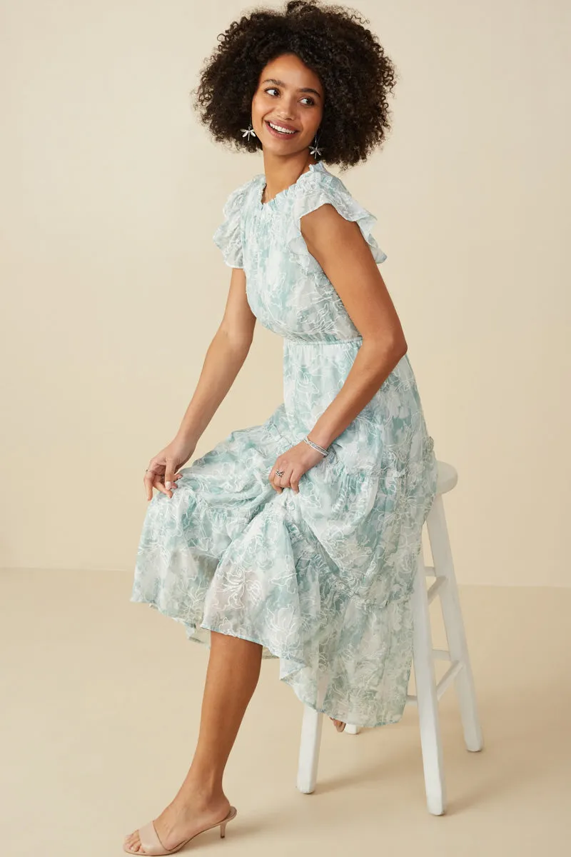 Beach Moment All-season garment Floral Embroidered Printed Mesh Ruffled Tank Dress