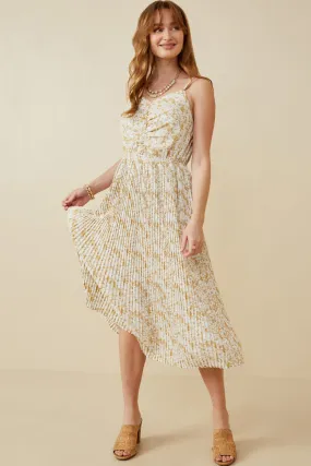 Floral Print Pleated Skirt Tank Dress Event Ready MoistureWickingTechnology
