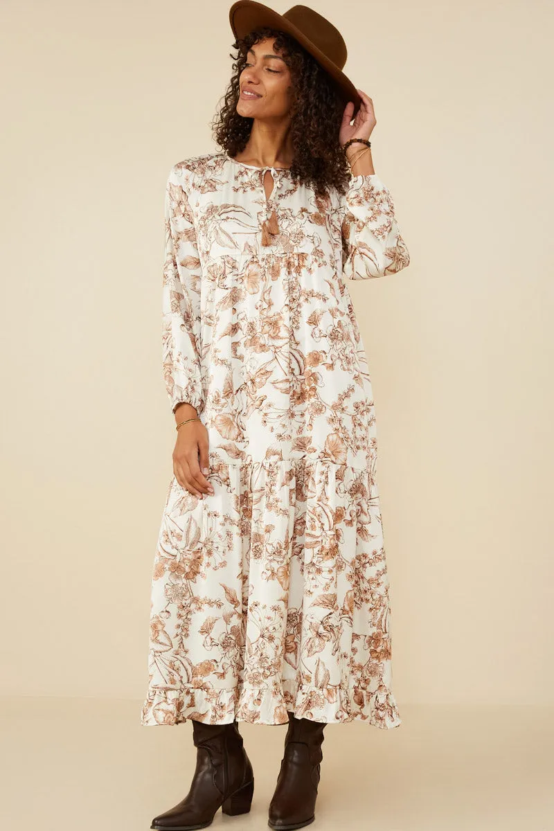 Everyday Ready Floral Print Ruffle Hem Tie Front Maxi Dress