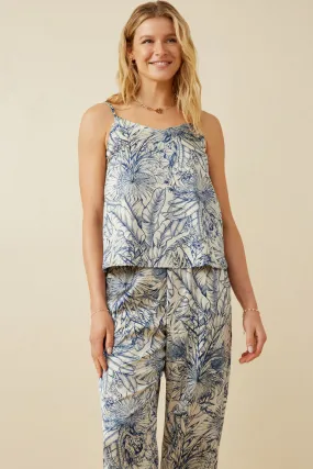 Floral Print Sheen Cami DroppedShoulder ComfortStretchFit