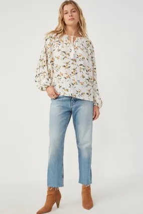 Formal top Floral Tasseled Gathered Dolman Top
