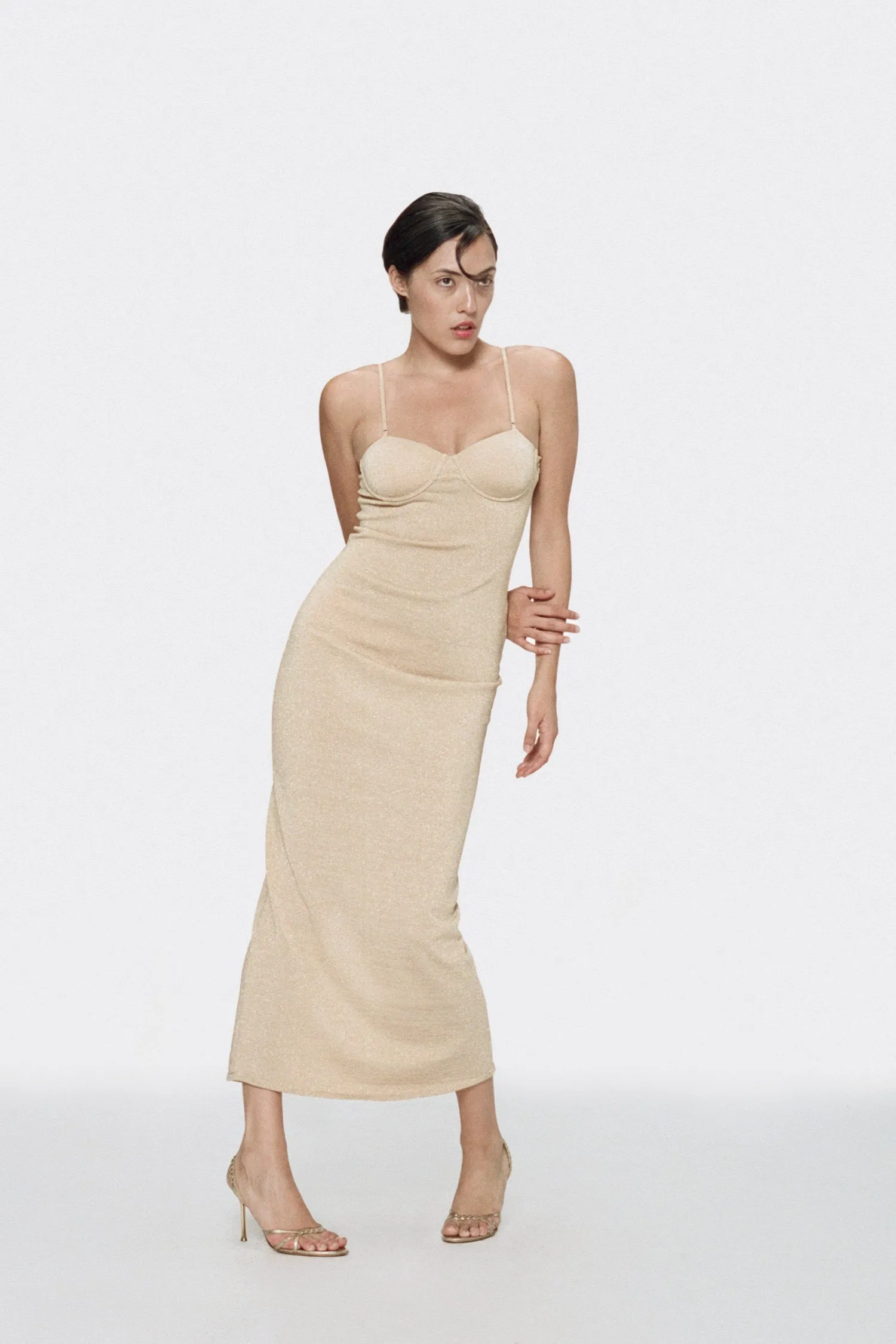 SelfFabric Binding Formal Tank FLORENCE DRESS - GOLD
