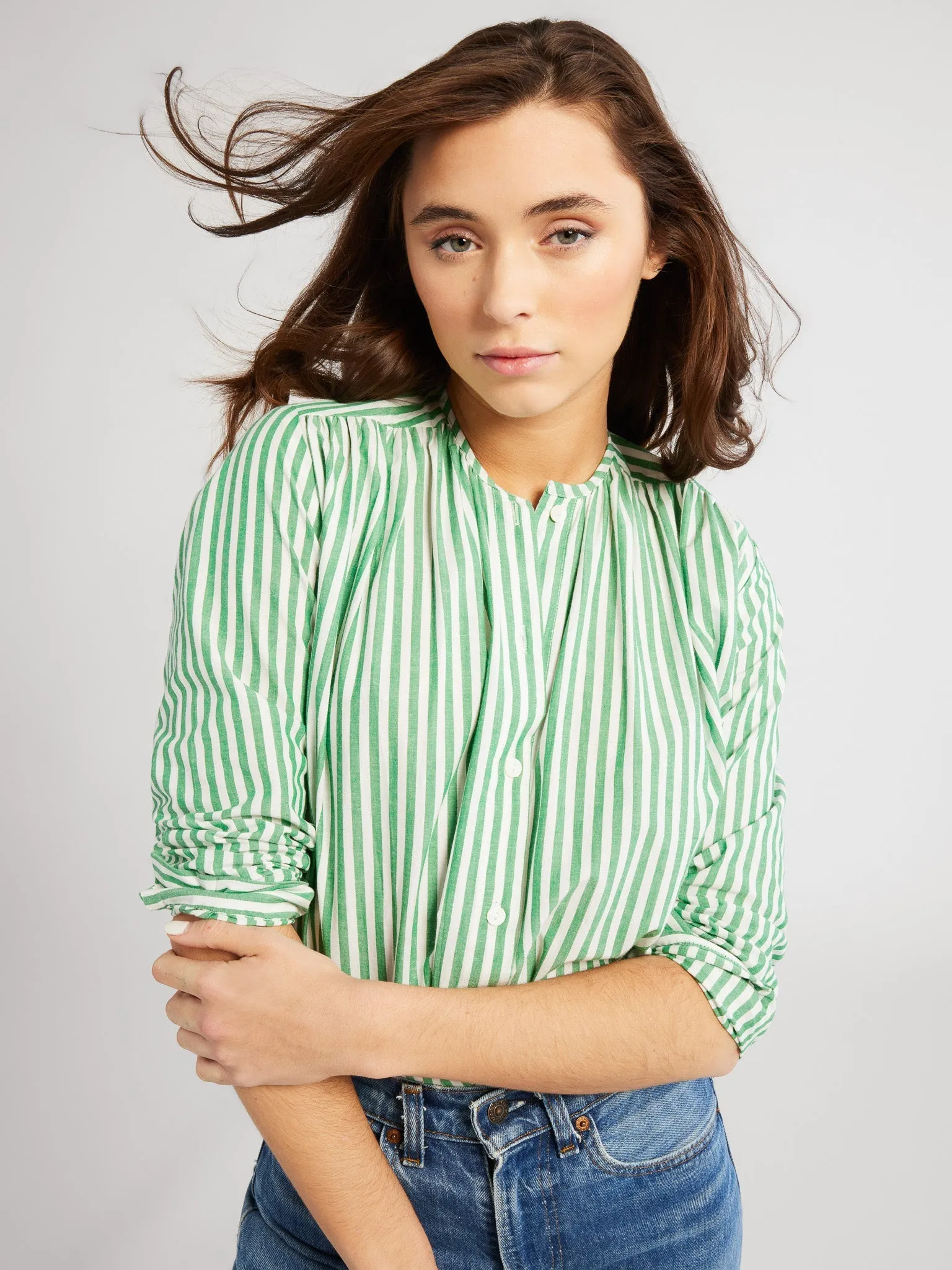 Florian Top in Kelly Stripe Elegant Cardigan