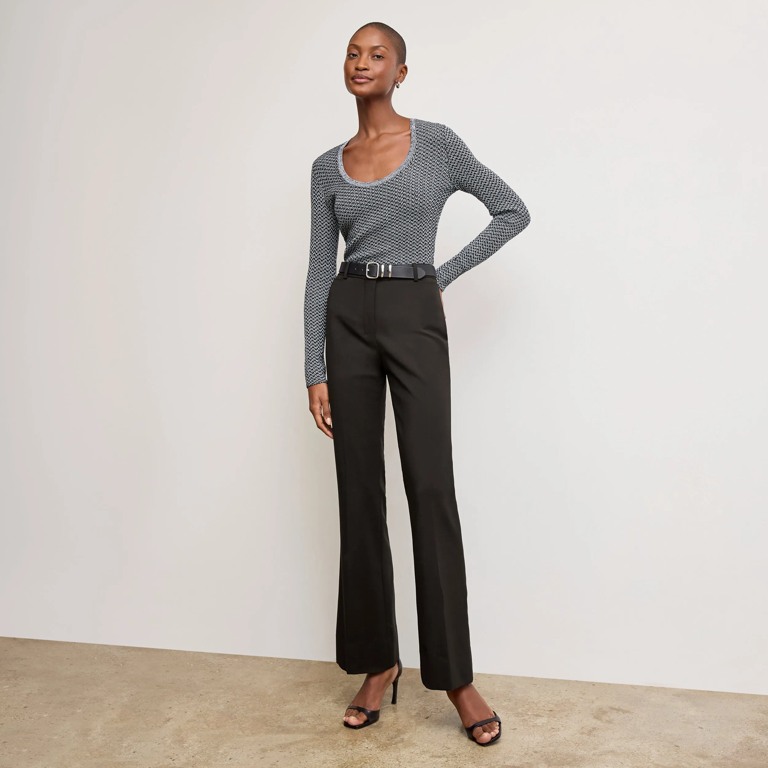 Horton Flare Trouser - Washable Wool Twill :: Black Sport Top