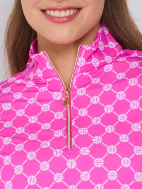Sleeveless Tee Quarter Zip Sun Protection Top In Pink Lifestyle Geo