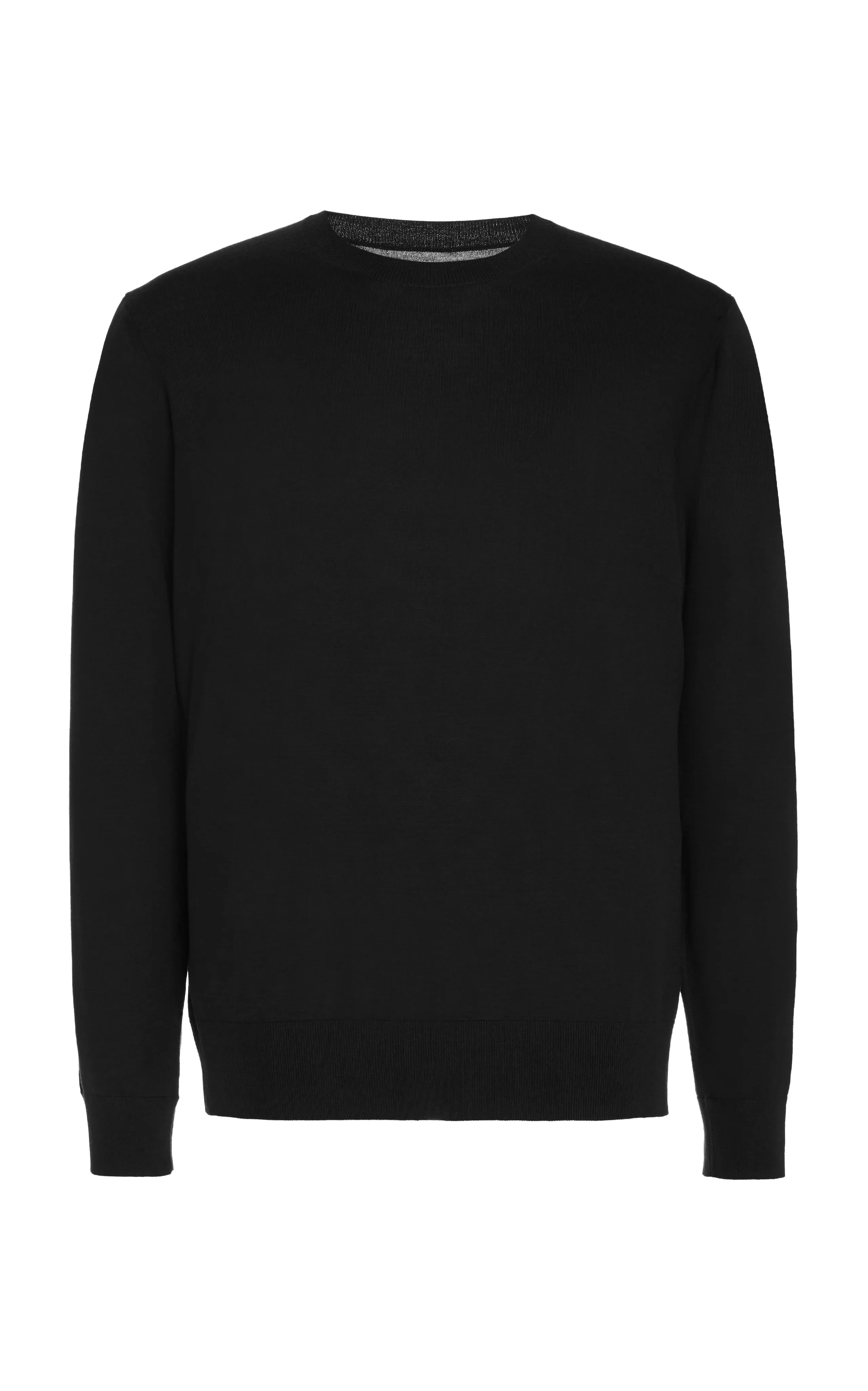Versatile Comforted Palco Knit Crewneck in Black Merino Wool