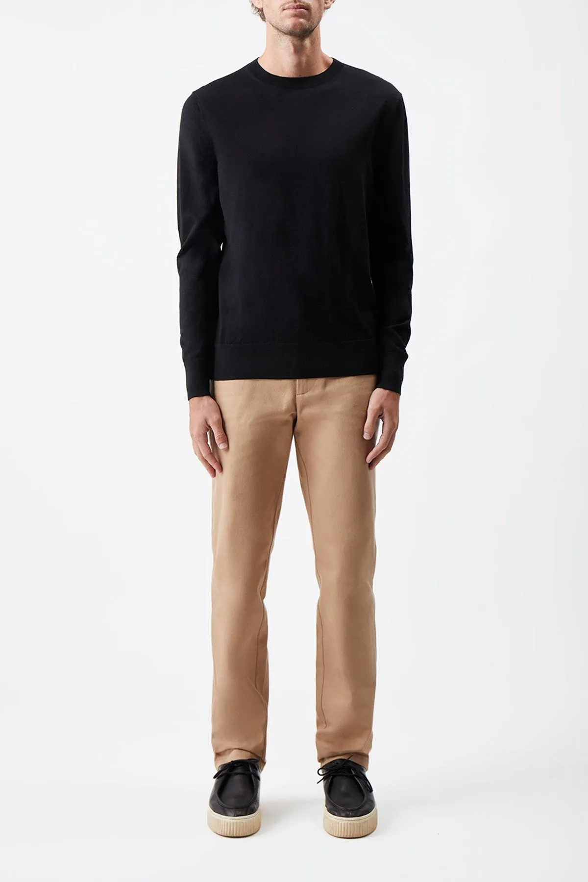 Palco Knit Crewneck in Black Merino Wool Mid Season