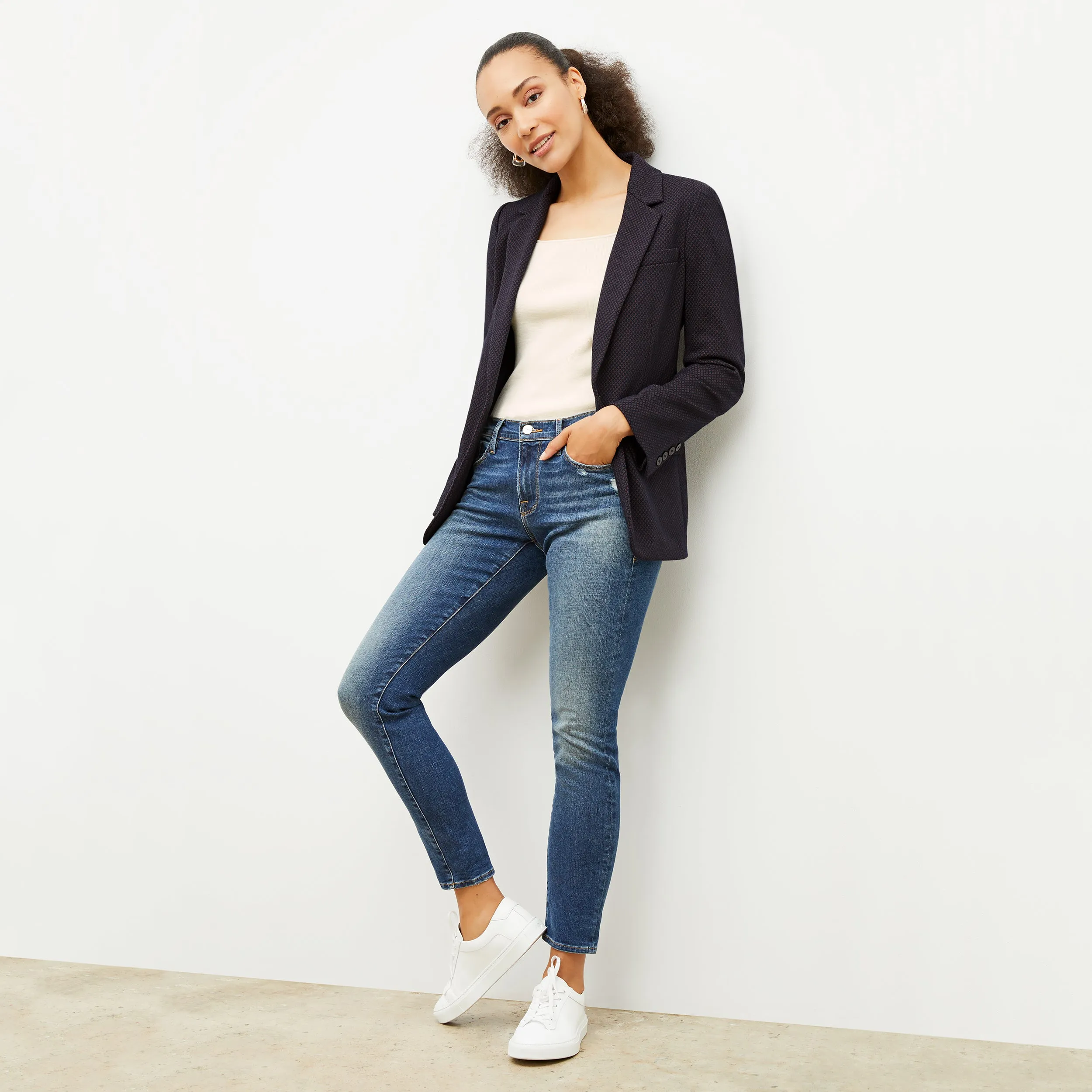 FRAME Denim Le Garcon Jean :: Azure CoreSpun Yarn Strength LayeredCollar Flatlock Seam Technology