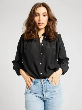 MeshPanelIntegration Fashion Blouse Francesca Top in Black Silk