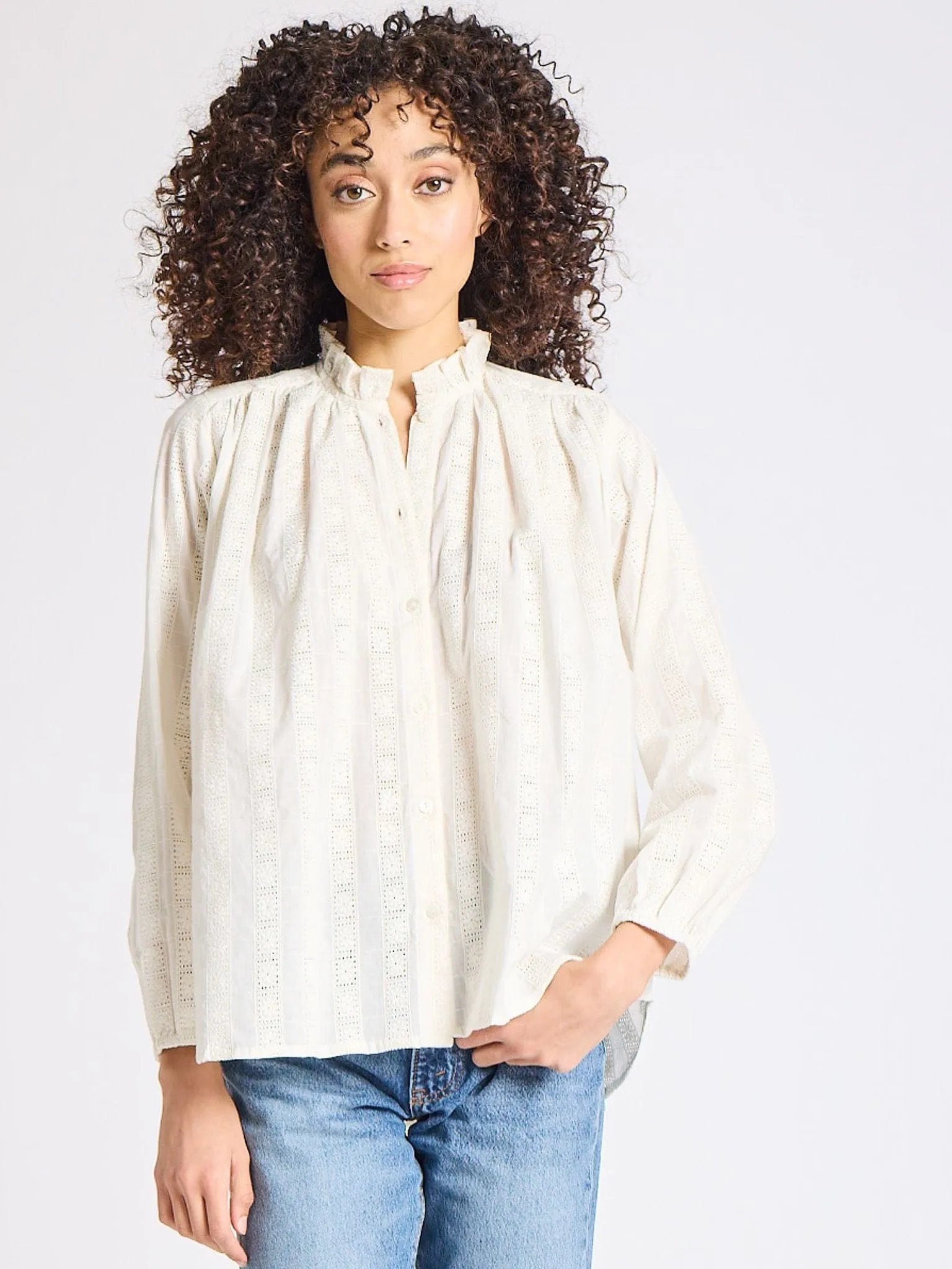 Francesca Top in Ivory Eyelet PaddedInsulation