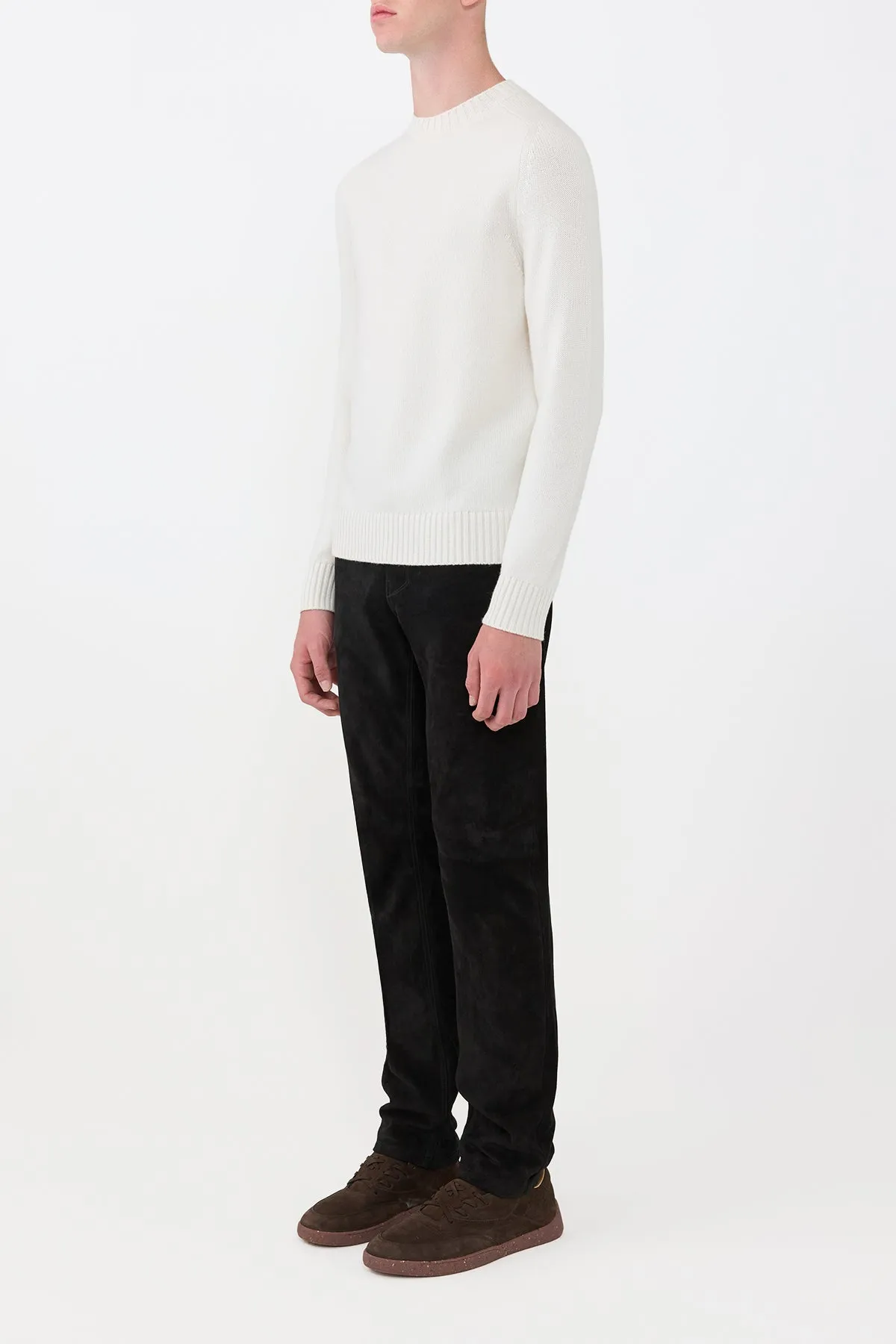 Flexible Material Francesco Knit Sweater in Ivory Cashmere