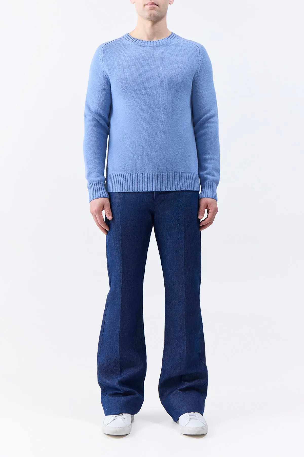 Francesco Knit Sweater in Light Blue Denim Cashmere Seasonal Layer