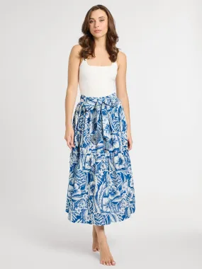Franc?oise Skirt in Blue Hibiscus Warm Insulation Simple Layers