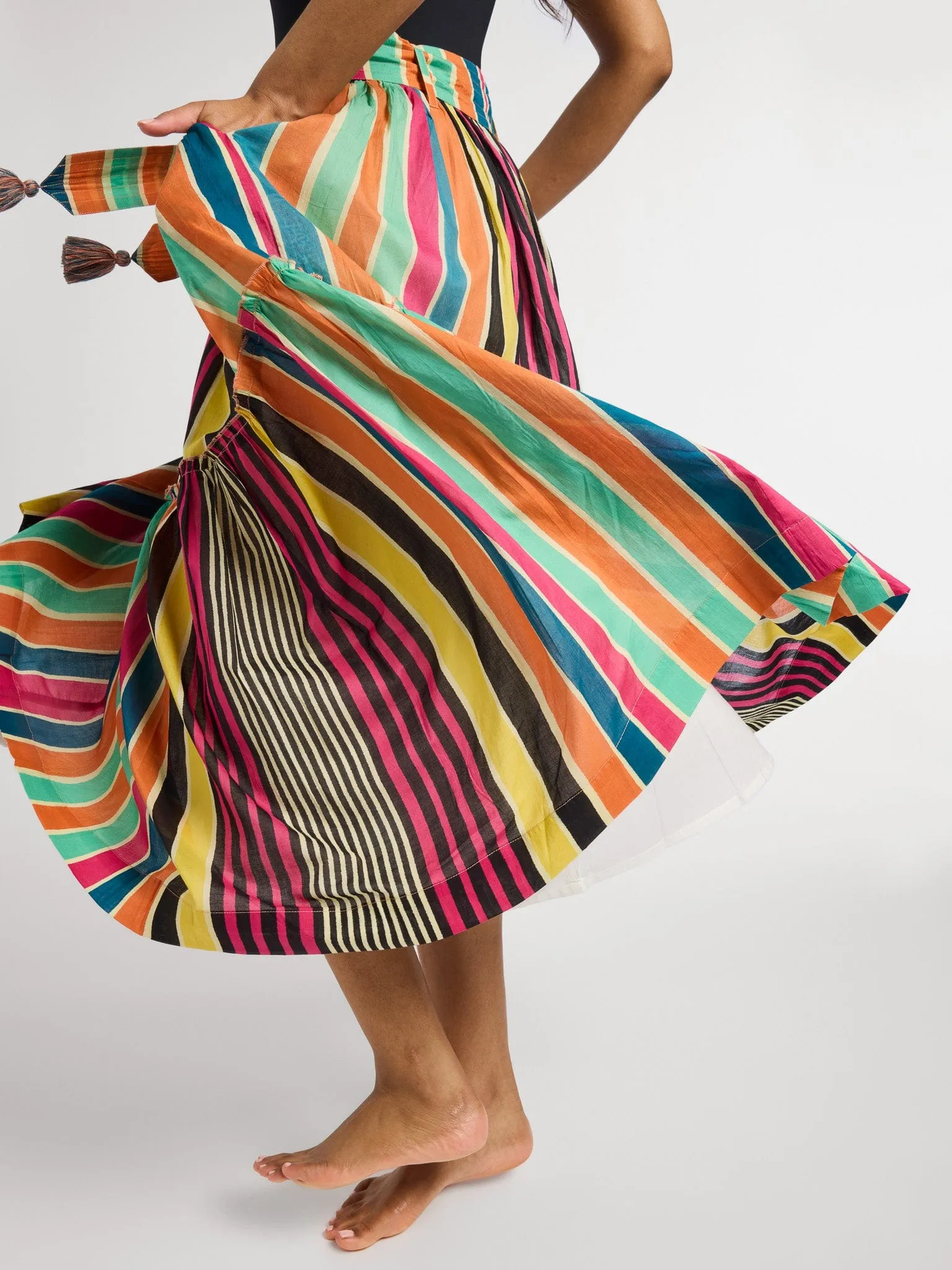Franc?oise Skirt in Ibiza Stripe Sustainable Fabric
