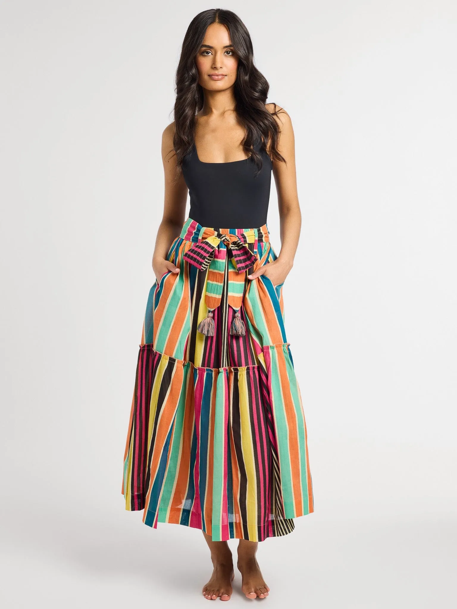 Cozy Vibes Franc?oise Skirt in Ibiza Stripe