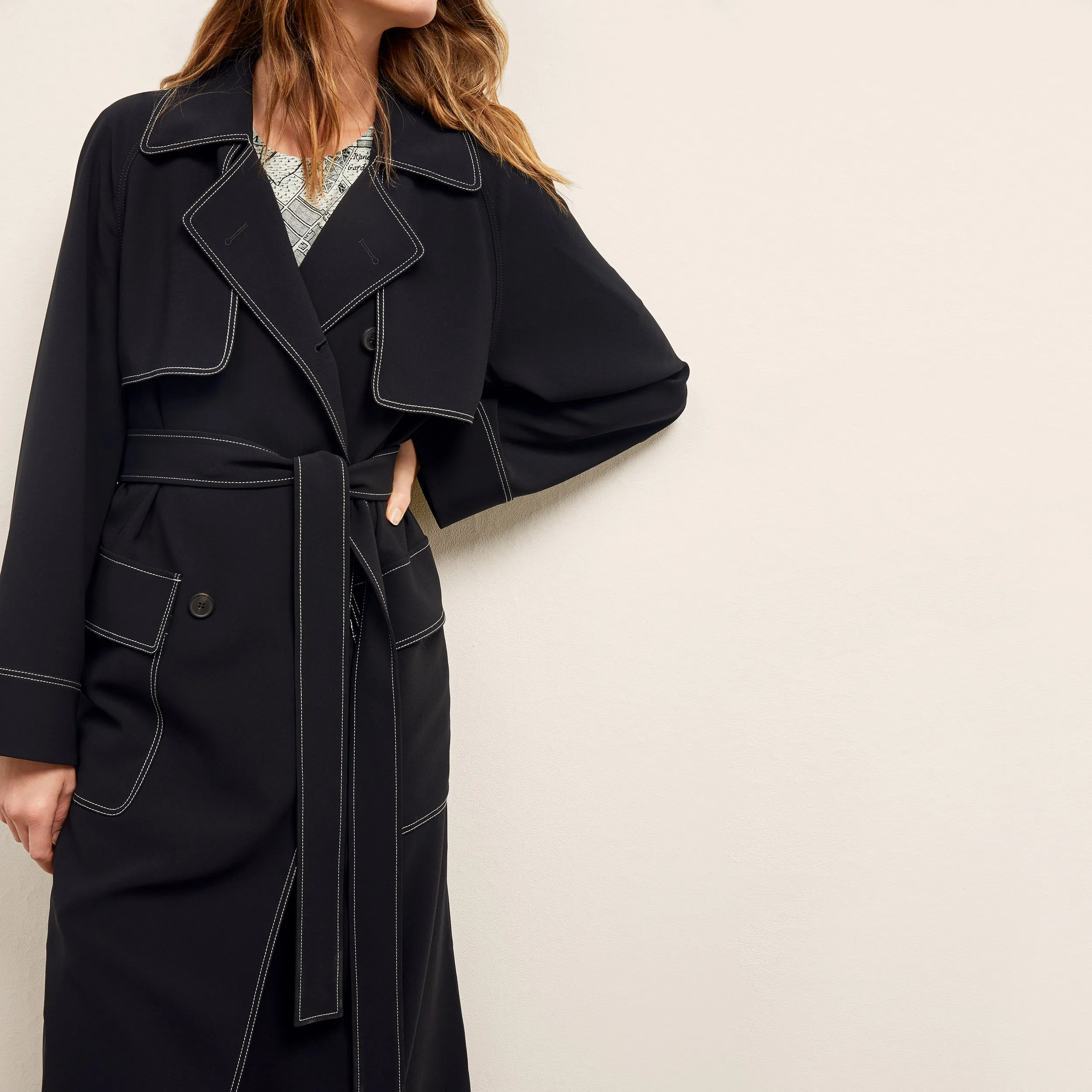 Frankie Jacket - Everyday Crepe with Topstitch :: Black Flexible Cuffs Non Slip Shoulder Seams