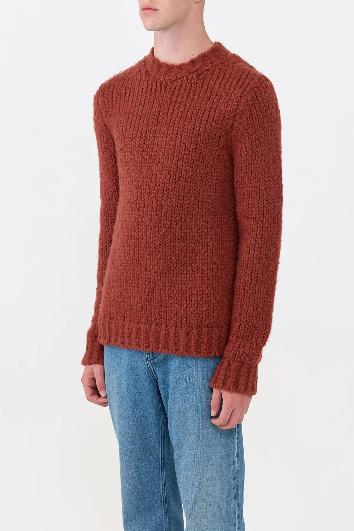 Quick Dry Knitwear Lawrence Knit Sweater in Burnt Sienna Welfat Cashmere