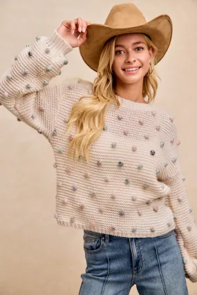 Pocket Placement IT4888-01 | MULTI POMPOM HACCI SWEATER TOP