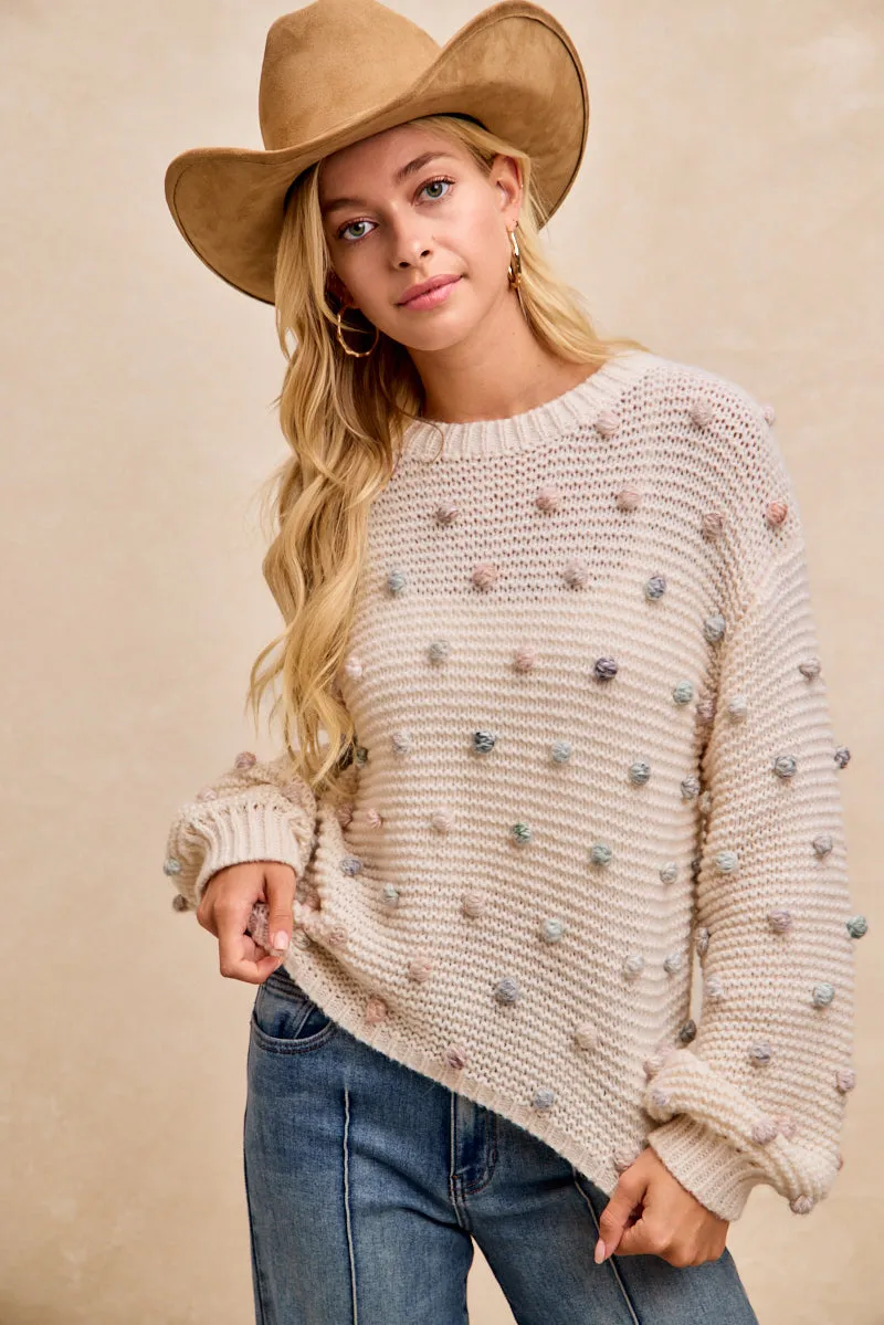 IT4888-01 | MULTI POMPOM HACCI SWEATER TOP Office Wear