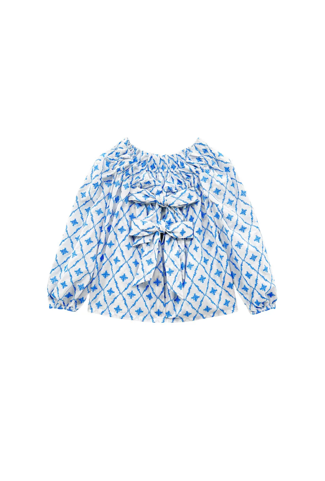 Bettie Ann Blouse -  Blue Embroidery CrossGrain Fabric