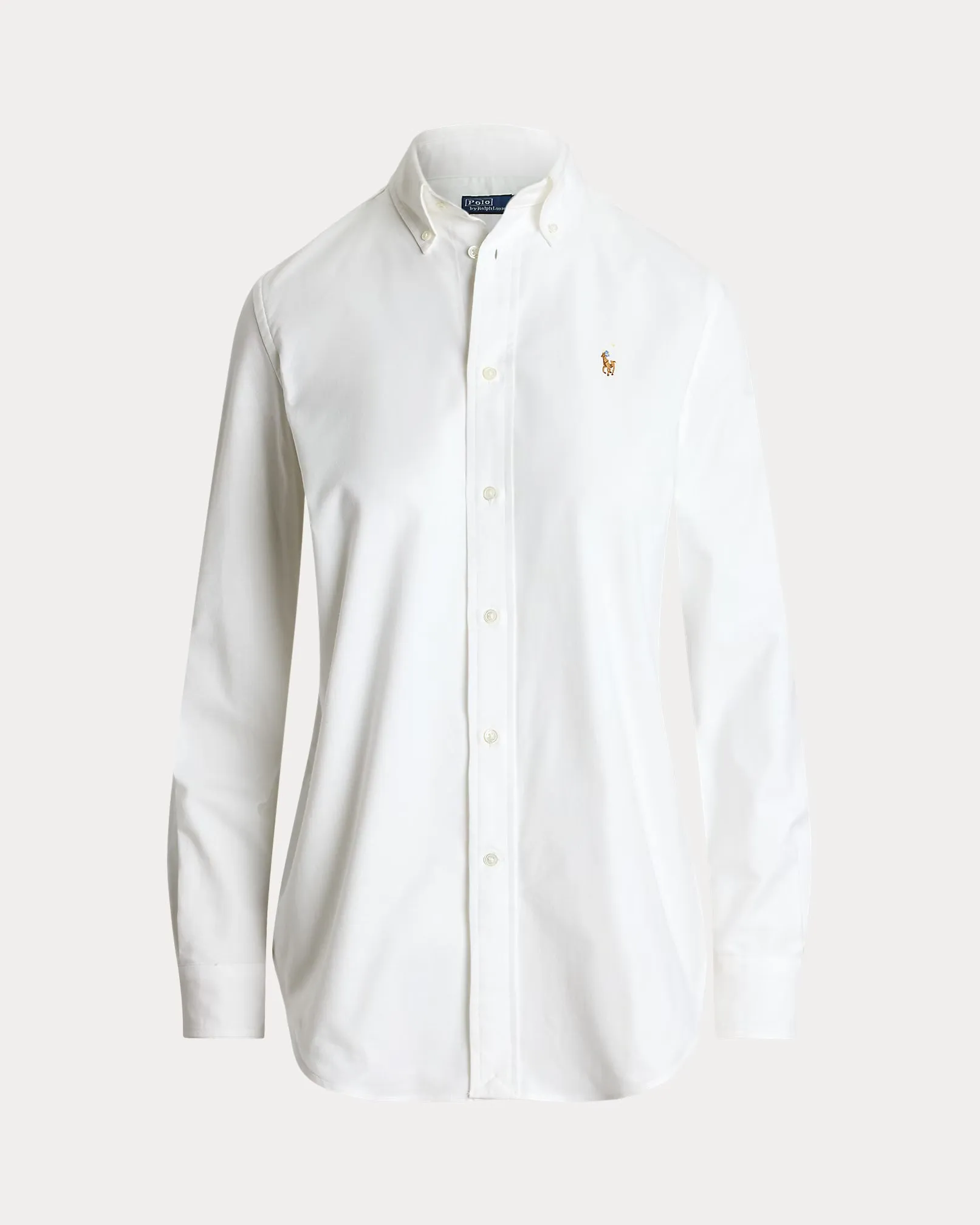 RALPH LAUREN STRETCH OXFORD L/S BLOUSE IN WHITE TemperatureRegulatingLining Flexible Hemline