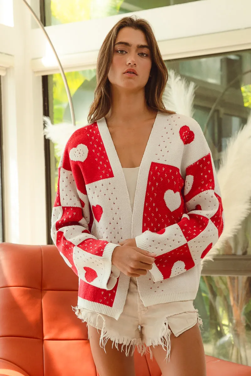 IT3327R-01 | VALENTINE LONG SLEEVE SWEATER CARDIGAN Flexible Fiber Fill Flexible Cuffs