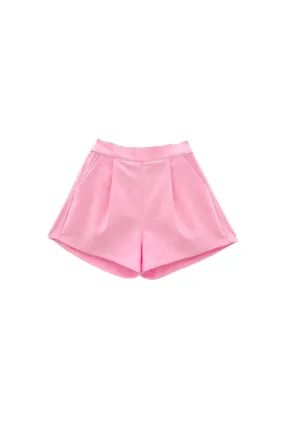 Laser Cut Edges Street Style Flat Front Everyday Shorts - Pink