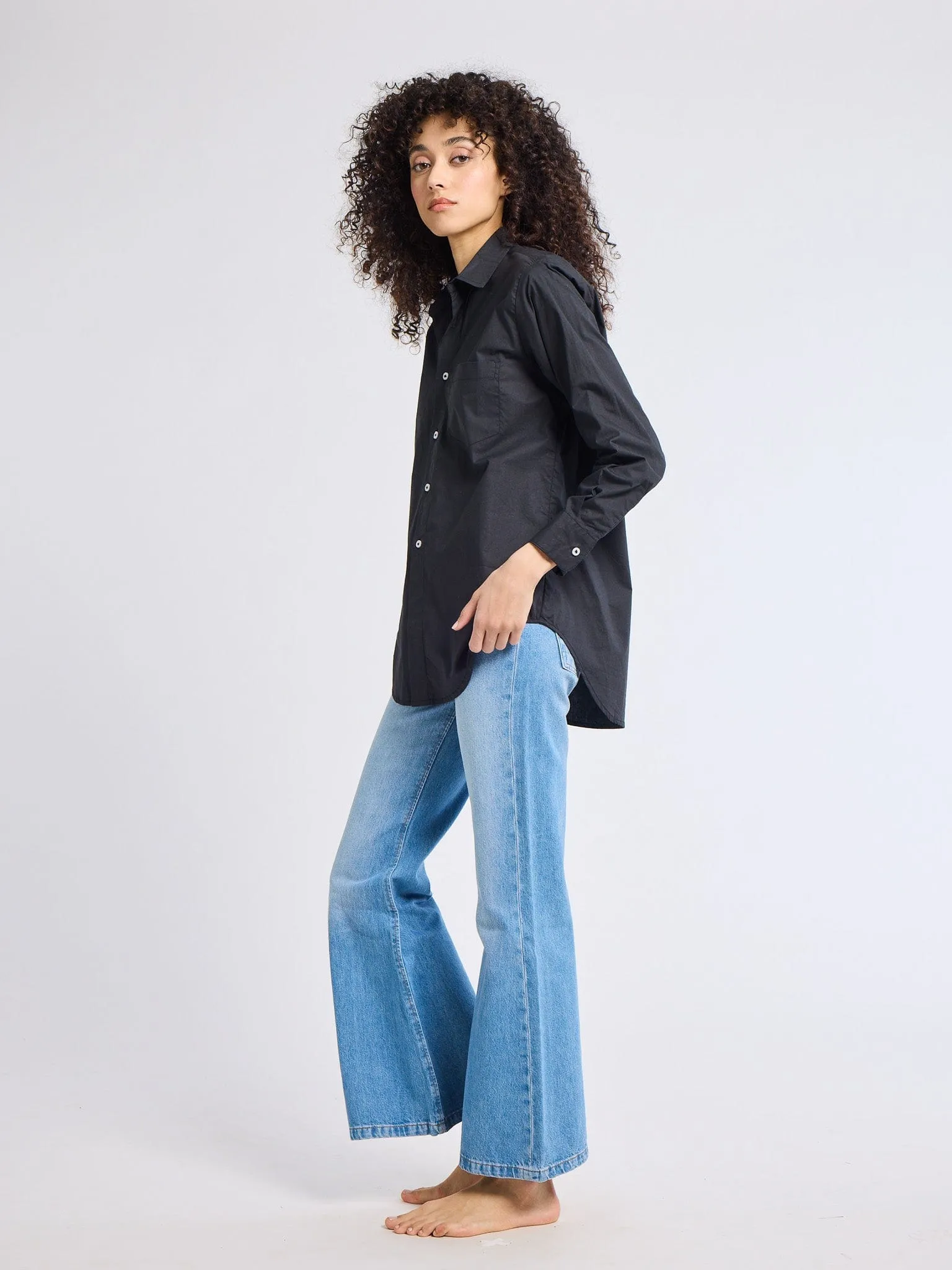 Sofia Top in Black DoubleStitched Construction