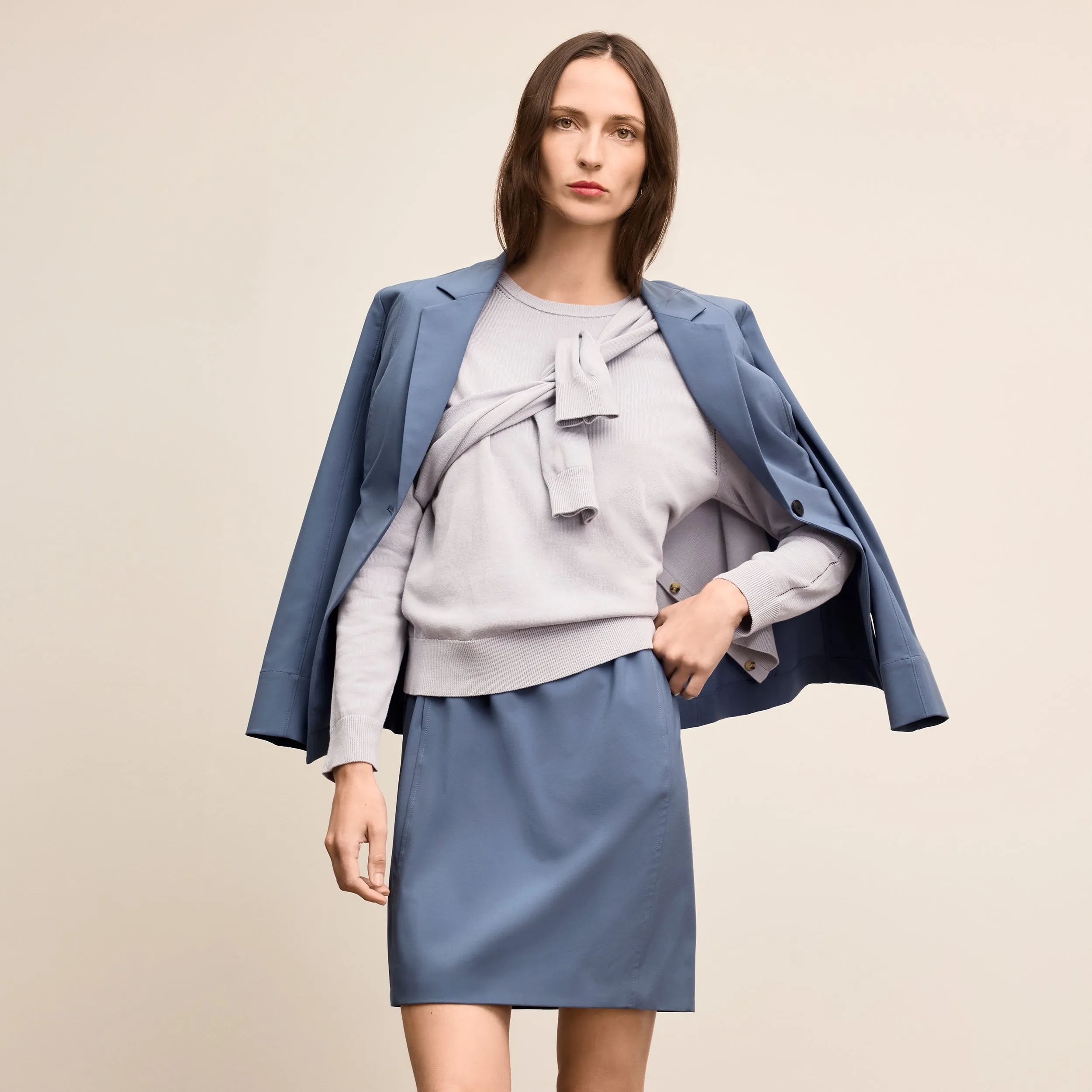 Larissa Pointelle Sweater - Cotton Silk Knit :: Powder Blue Autumn Fashion