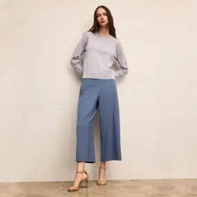 Larissa Pointelle Sweater - Cotton Silk Knit :: Powder Blue Soft Ribbed Texture Cold Season