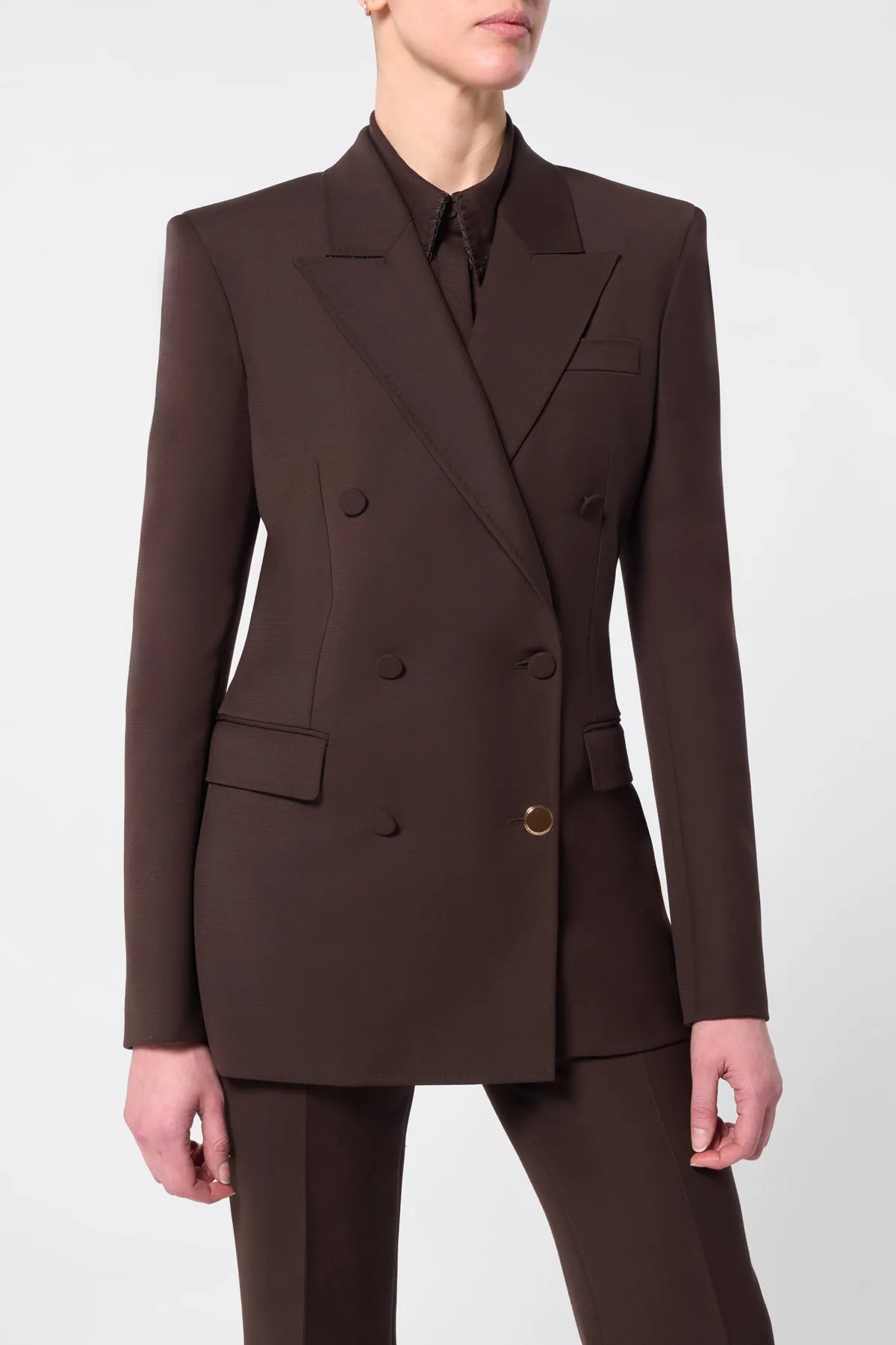 Gavin Blazer in Chocolate Sportswear Wool Warm Layer