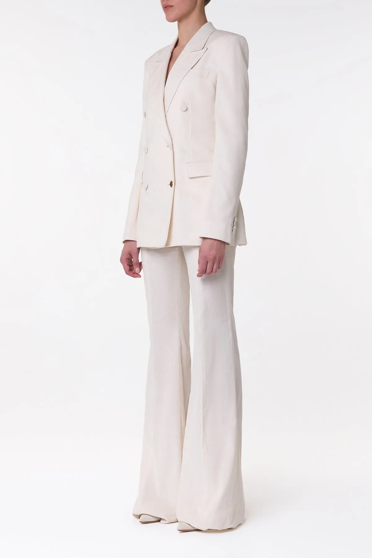 Gavin Blazer in Ivory Sea Island Cotton Corduroy Convertible Style