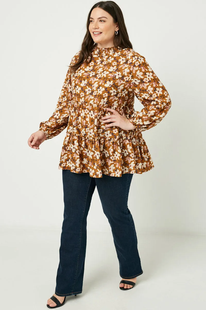 High Density Weave HeatSealed Seams Tie Neck Tiered Tunic