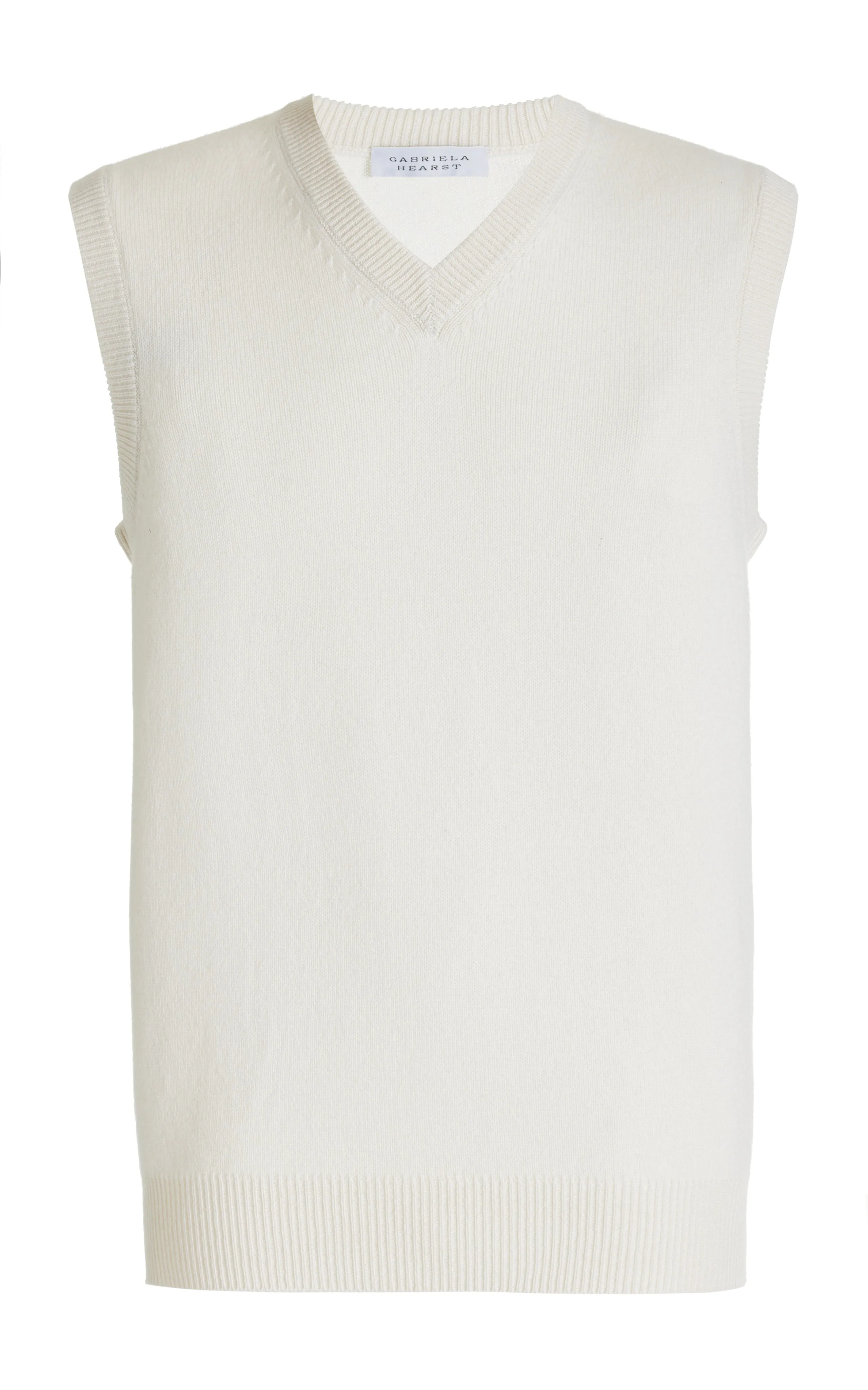 Fielding Knit Vest in Ivory Cashmere Clean Finish