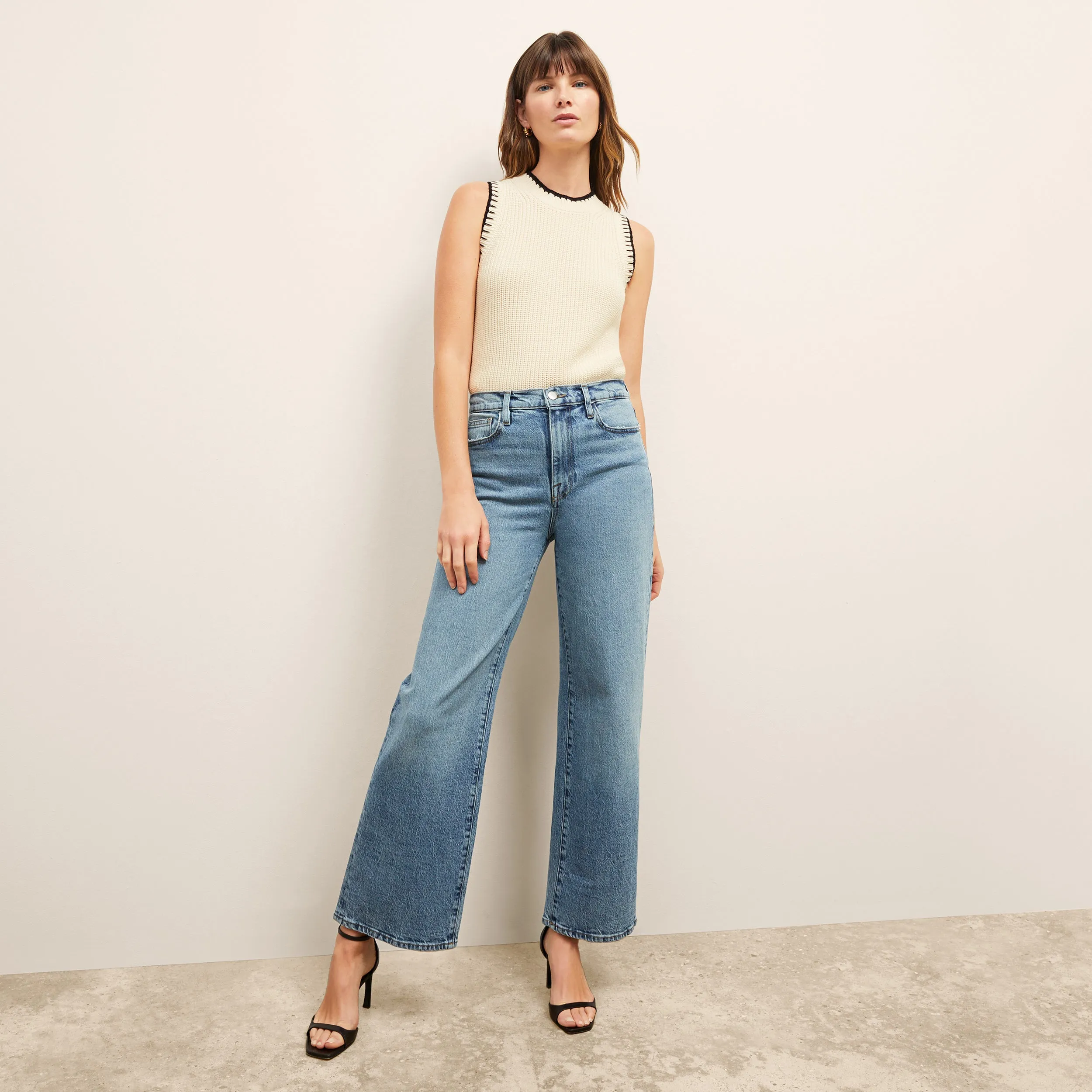 HighDensityFoam Giada Pullover - Contrast Knit :: Ivory/Black