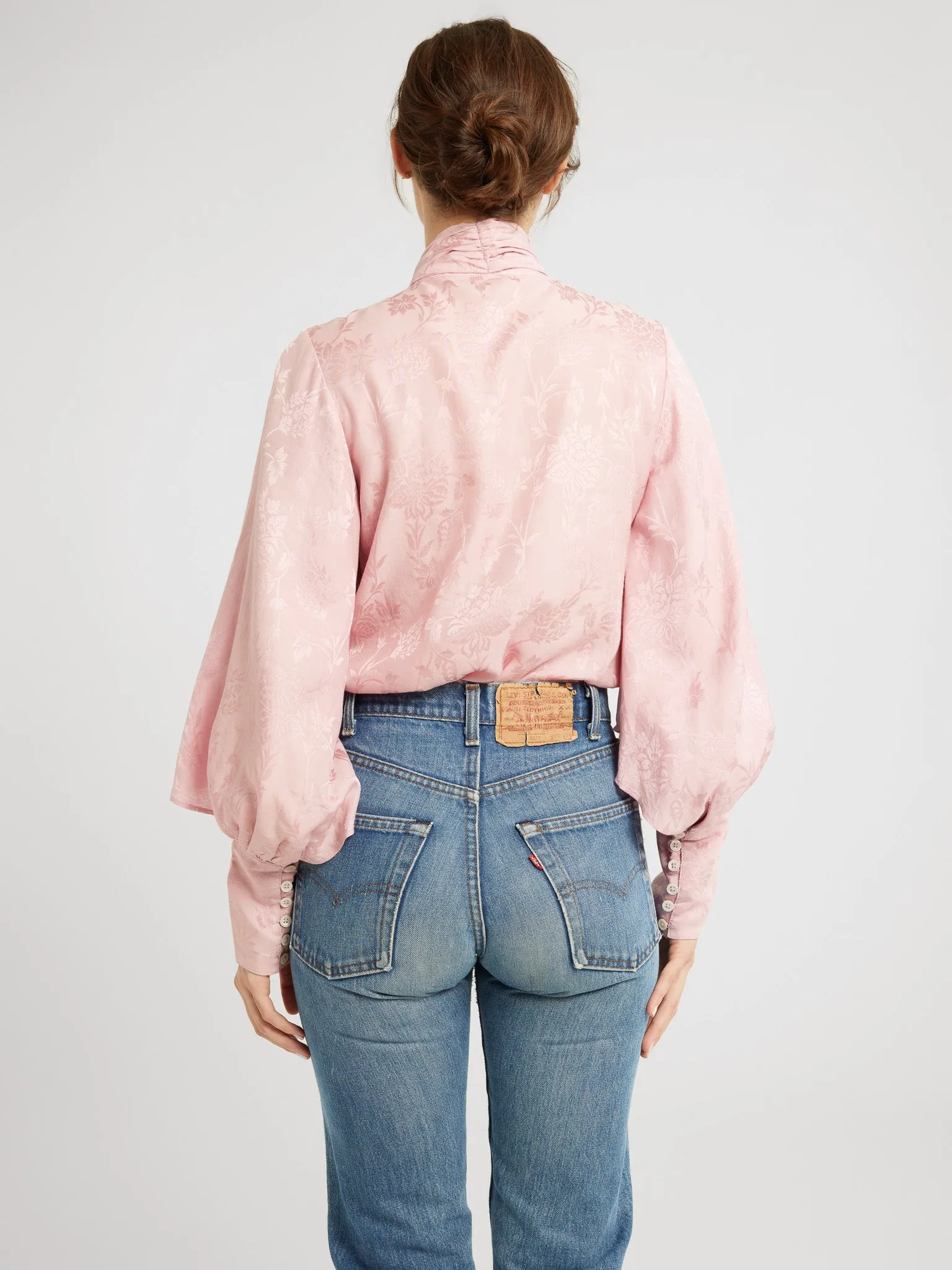 Gigi Top in Pink Jacquard FlexibleNeckline Sweat Absorbing Lining