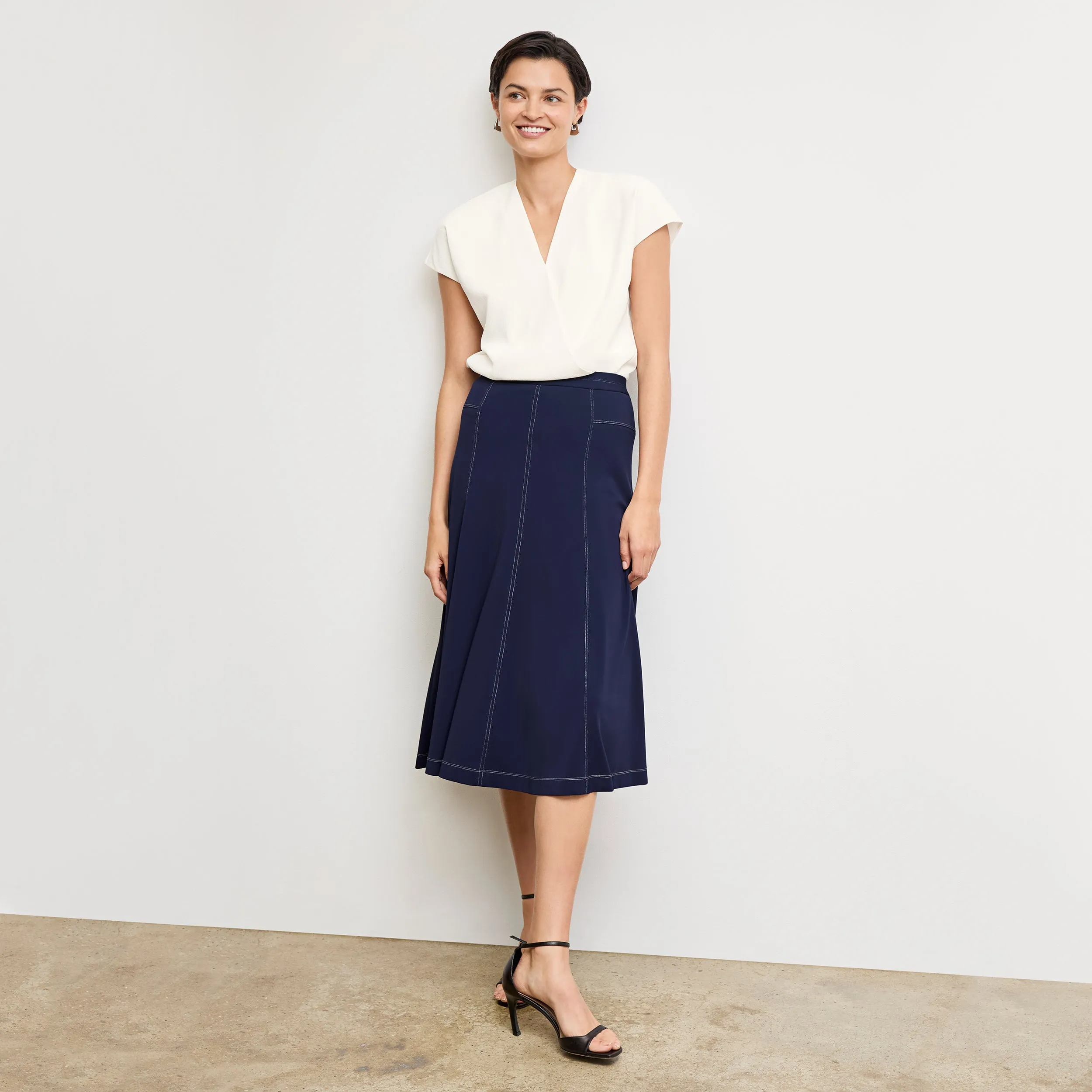 High Collar Option Reflective Safety Trim Antonia Top - Eco Soft Wave :: Ivory