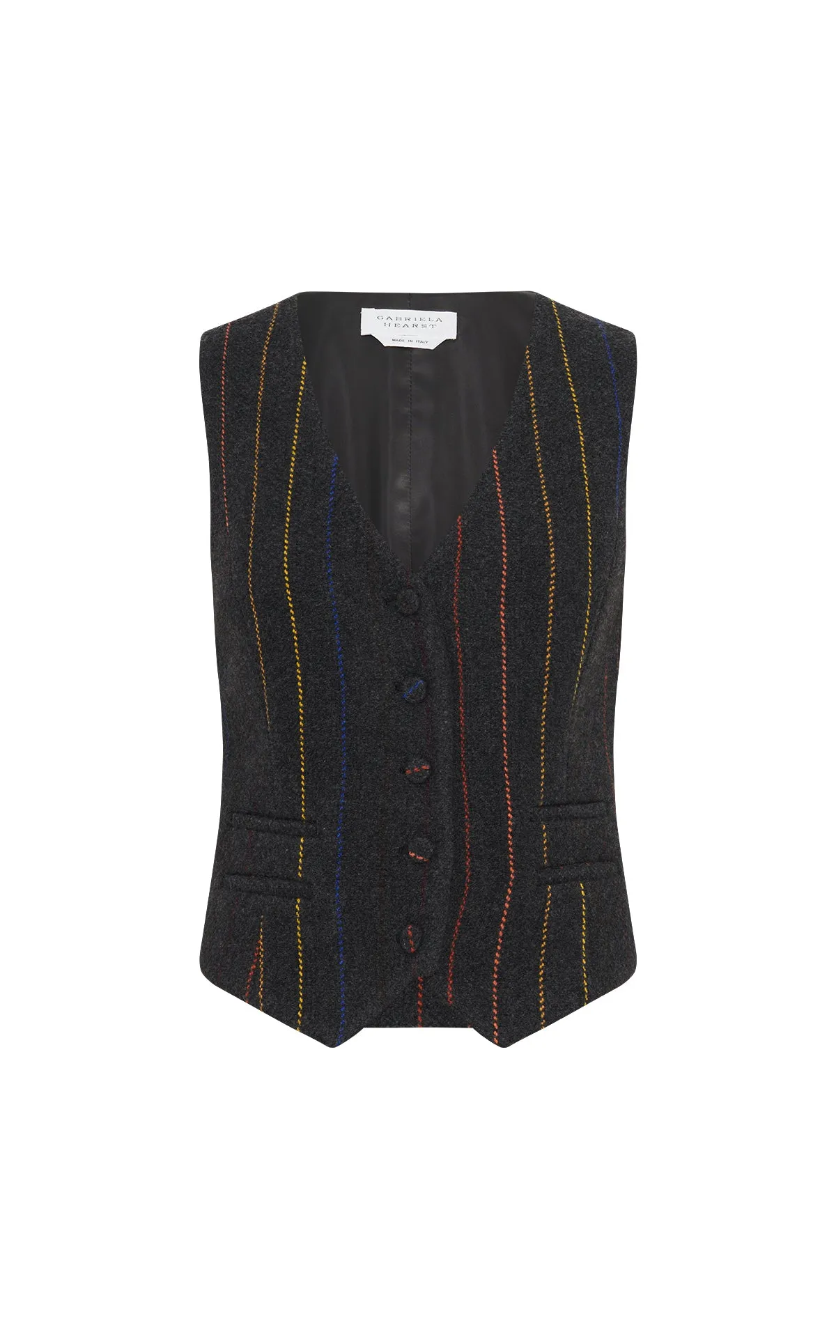 Coleridge Vest in Charcoal Multi Pinstripe Wool Cashmere Microfiber Blended Fabric
