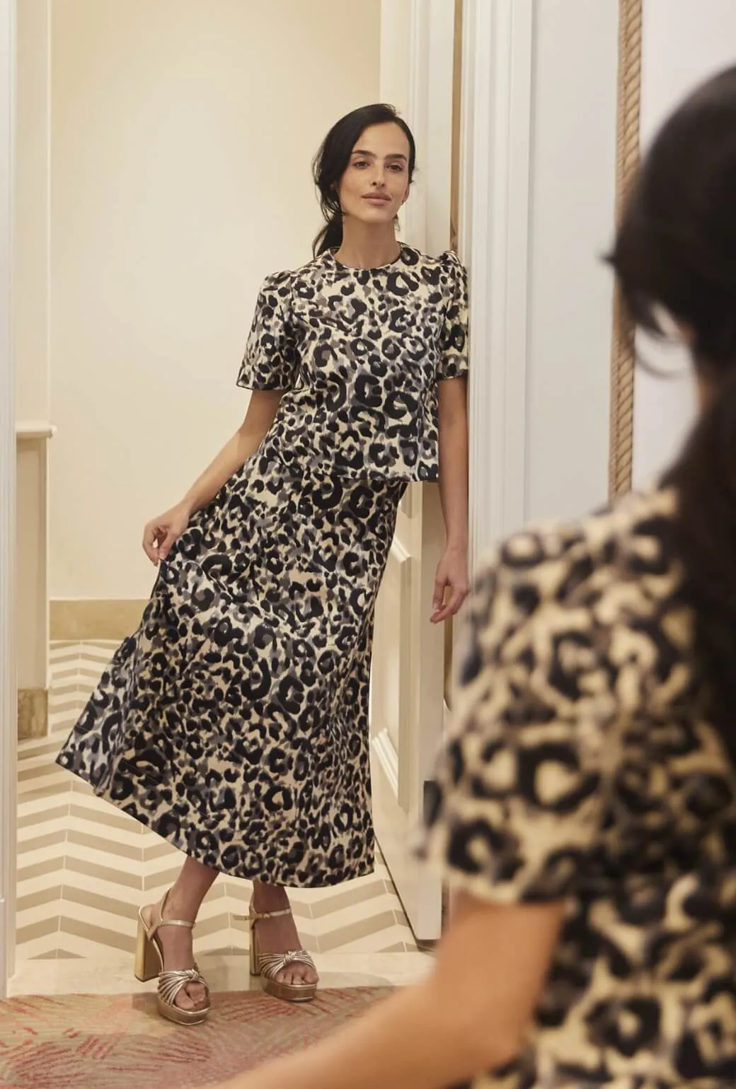 Guest Skirt MIDI - Leopard FrictionFreeNeckline YarnDyed Stripes