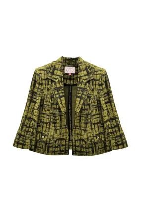 Moisture Wicking Fabric Abrasion Resistant Surface BURU x Val Knit Blazer - Chartreuse & Black Abstract Knit