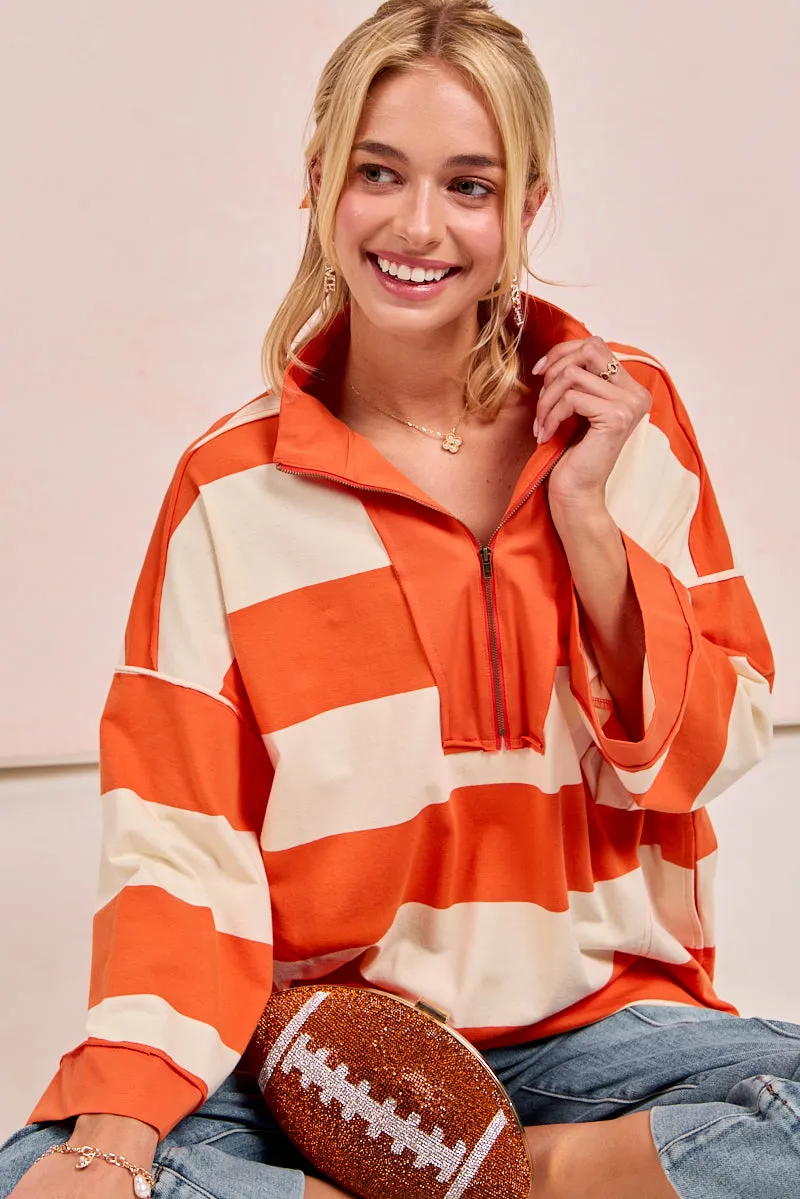 Pastel Shade IT4346-01 | GAMEDAY THEME STRIPED JERSEY TOP WITH WIDE OPEN