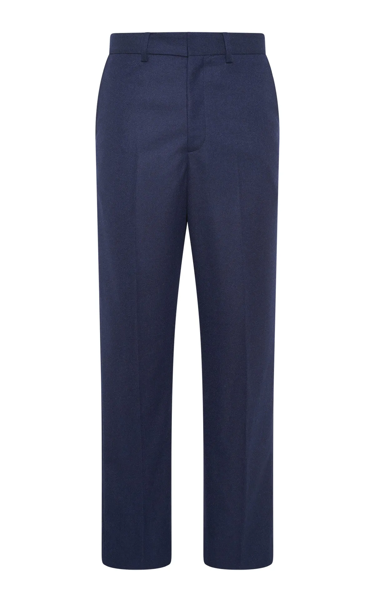 Wrinkle Resistant Treatment Tapered Silhouette Engineering Harold Trouser in Navy Wool Cashmere Flannel