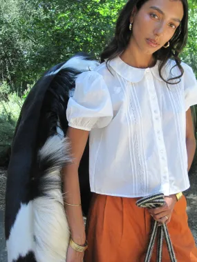 Harriet Top in White Layered Hemline