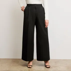 Heather Effect Finish Harrison Wide Pleated Jean - Better Than Denim :: Black