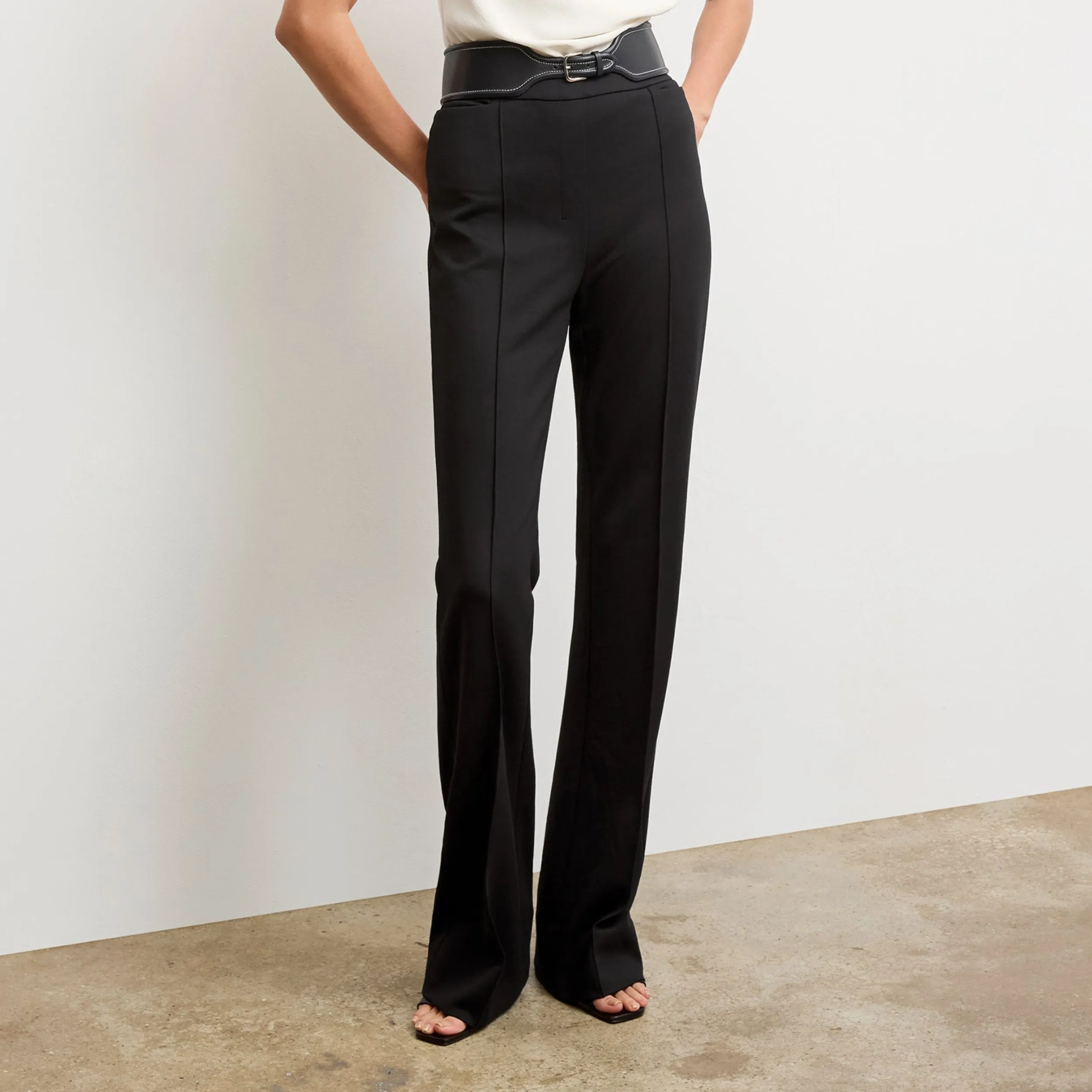 Hart Flare Trouser - Butter Ponte :: Black Casual Jacket Flexible Knit