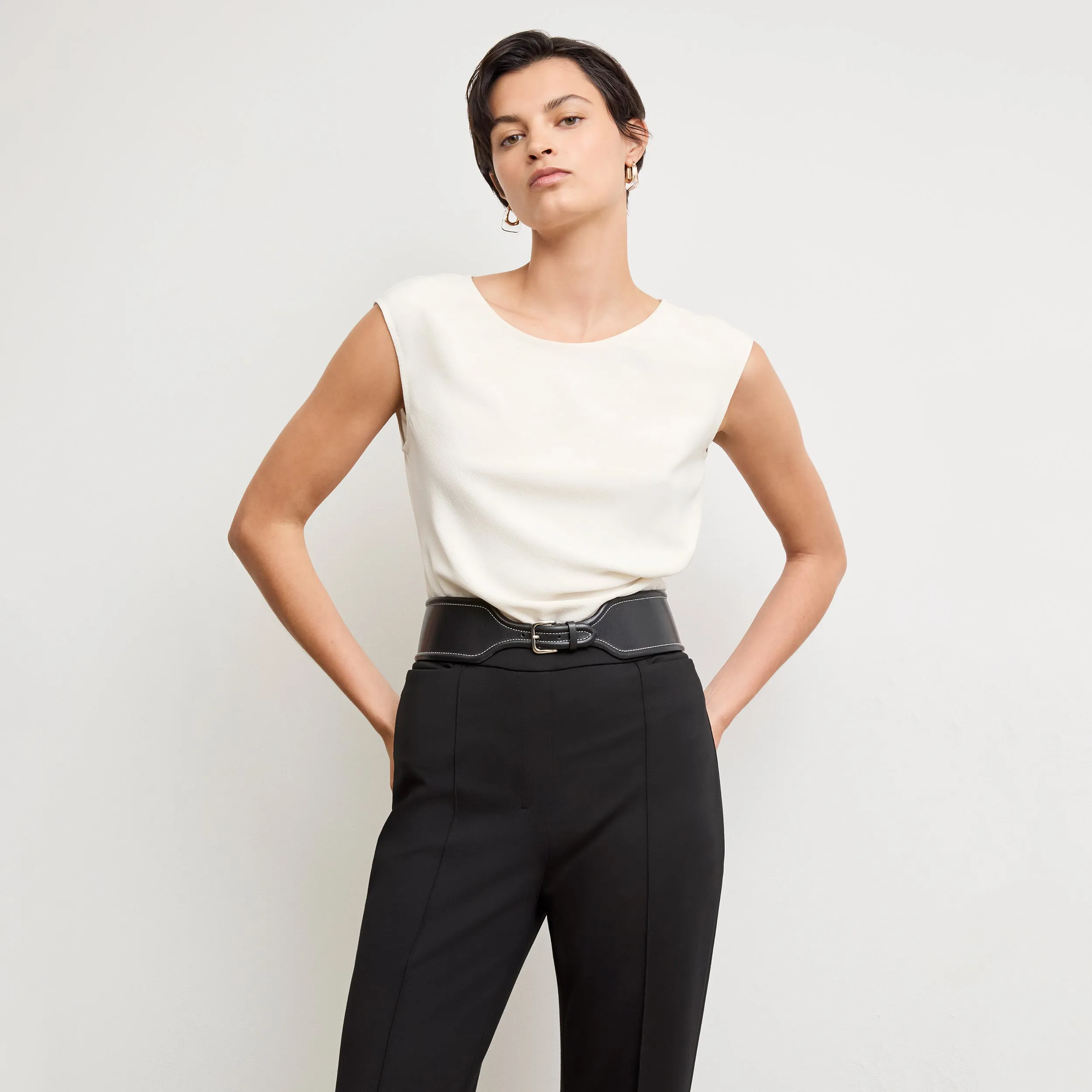 QuickDry Stretch Knit Fabric Hart Flare Trouser - Butter Ponte :: Black