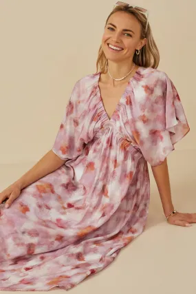 Hazy Floral Elastic Detail Dress Minimal Touch